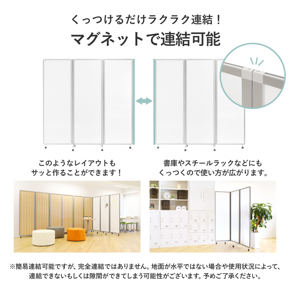 パーテーション 折りたたみ 半透明 幅2700×高さ1800mm キャスター付き